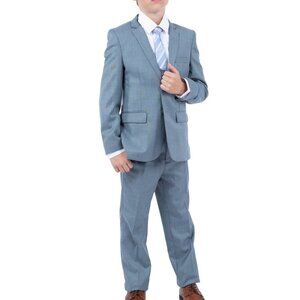 Slate Blue Sharkskin 5 Pc Perry Ellis Boy Suit